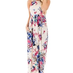 Boutique (Bellamie) Cream Floral Racerback Maxi